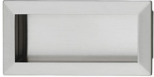 Gedotec Schiebetür-Muschelgriff Edelstahl Einlassgriff eckig Schiebetürgriff Metall - Cassin | Möbelgriff versenkt im Holz | Griff 138 x 69 mm | 1 Stück - große Griff-Muschel für Möbel & Zimmertüren