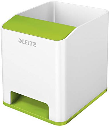 Leitz Wow Sound Stifteköcher mit Soundverstärkungsfunktion, weiß/grün