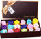 18pcs savon rose fleur - parfumé à la fleur - savon à l'huile essentielle de plante, cadeau pour anniversaire/mariage/boîte de la Saint-Valentin (multicolore)