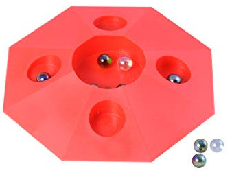 Engelhart – 502002 – Knikkerpot Murmelteller Spiel - 6 Murmeln -22 cm (Rot)