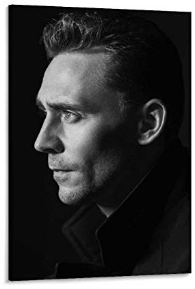 YANDING Tom Hiddleston Poster und Wandkunstdruck, Motiv: britischer Film und Fernsehschauspieler, Schwarz-Weiß, 60 x 90 cm