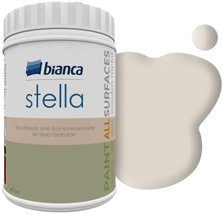 Bianca Stella Pintura para muebles premium sin lijado para cocina y baño, Beige topo, Brillante, 1000ml, a base de agua, pintura acrílica para todas las superficies, madera, azulejos, metal