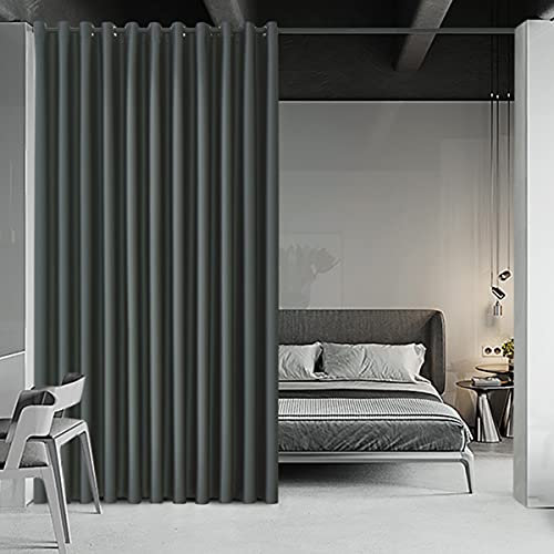 Raumteiler Vorhang Dunkelgrau Raumtrenner Sichtschutz Vorhang Raumteiler Vorhang für Wohnzimmer/Heimkino/Konferenzraum Extra Breit Verdunkelungsvorhänge Hintergrund, 4,6m breit x 2,4m hoch, 1 Panel