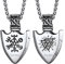 Richsteel Colgante Brujula Vikingo Odin Mjolnir Hacha con Simbolo Valknut, Acero Quirurgico Platino