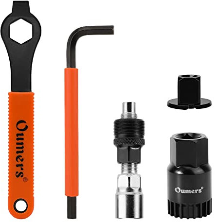 Oumers Fahrrad Crank Extractor Set, Fahrradkurbel-Abzieher + Fahrrad-Innenlager-Entferner + 16-mm-Schraubenschlüssel + Sechskantschlüssel zum Entfernen der Fahrradkurbel