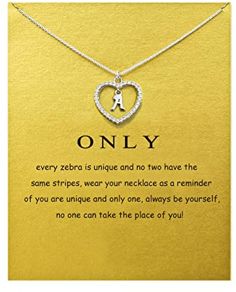 ZYAWP Heart Initial Necklace for Women Personalised Silver Necklace Letter A Name Pendant a Necklaces CZ Jewelry Message Card Gifts for Girls