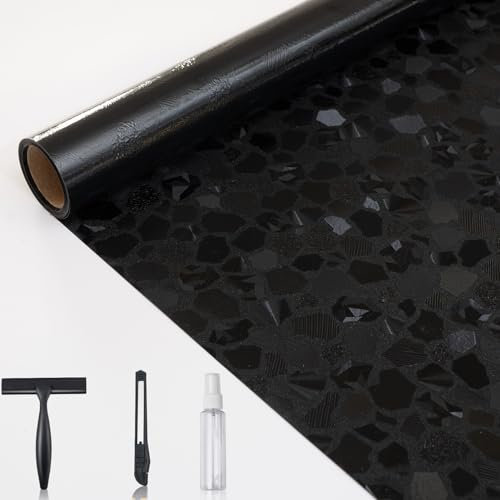 DKTIE Blackout Window Film, 3D Privacy, Noise Cancelling, Static Cling, 35.4 x 78.7