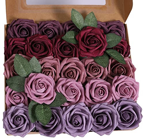 Ruiuzioong Künstliche 25 Stück Rosen Blumen Schaumrosen Foamrosen Kunstblumen Rosenköpfe Gefälschte Kunstrose Rose für Hochzeit Blumensträuße Braut Zuhause Dekoration (Fünf Farben Mix, 25 Stück)