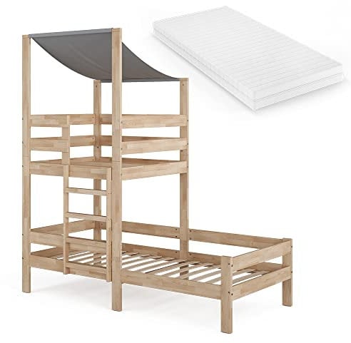 Vitalispa Hausbett Tom, Naturholz, 90x200 cm mit Matratze
