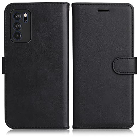 DENDICO Coque pour Oppo Reno 6 5G, Étui Portefeuille en Cuir PU, Noir