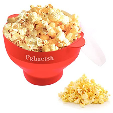 Fglmctsh The Original Microwave Popcorn Popper, Silicone Popcorn Maker Collapsible Bowl BPA -Free, Hot Air Popcorn Maker, No Oil Required，Red an Blue
