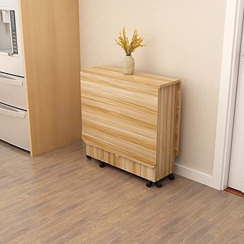 ZARBAILRE Mehrzweck Klappbarer Tisch, Klapptisch Holz Esstisch mit Ablagefach, Witterungsbeständig Klapptisch Esstisch für Küche, Wohnzimmer (B 140×80×77cm)