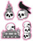 Memento Mori Schädel 4-stück Aufkleberpaket | Coole Gotische Skelett Sticker | Wasserfeste Aufkleber für Laptops, Wasserflaschen und mehr | Soft Goth Sticker Pack (Rosa)