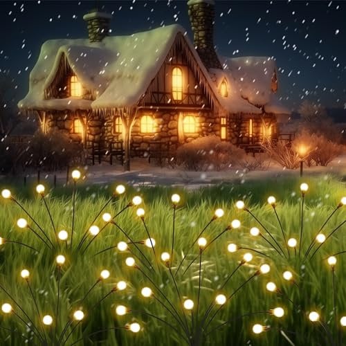 PATIOPIA Firefly Solar Gartenleuchten,8 Stück Glühwürmchen Gartenlichter mit 10 LEDs, wasserdicht, Firefly Solarlicht für den Außenbereich, Terrasse, Hof, Weg, Gartenkunst (warmweiß)