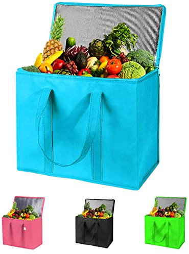 26L Large Cool Bag Cooler Bag and Cooler Box, Insulated Food Delivery for Uber Eats, Thermal for Hot and Frozen Food, Picnic and Grocery Delivery, Freezer Shopping Bag (22x30x40cm 26L Blue)