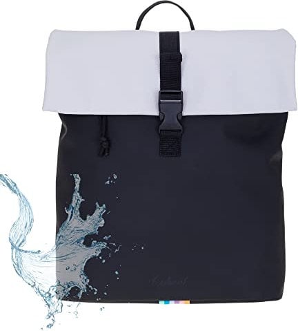Elephant Rucksack Damen Takskal Fashion small Damenrucksack Mini Tablet PC Tasche Handtasche Plane Geheimfach Frauen Medium 12820 + Schlüsseletui (black/off white (schwarz-grau))