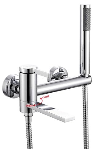 INEX EUROPA Grifo Bañera Ducha de Acero Inoxidable - Grifo de Baño con Teléfono de Mano y Manguera 175cm - Grifo Monomando Alta Presión Ahorro de Agua - Instalación Fácil y Ajustable (Cromado)