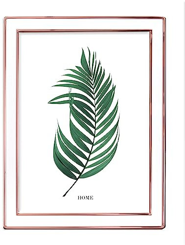Inov8 Framing Tarnish Resistant Silver Plated Picture Frame - Rose Gold Cream Enamel Design for 7x5 Inch (18x12cm) Photo