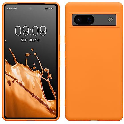 kwmobile Case Compatible with Google Pixel 7a Case - Slim Protective TPU Silicone Phone Cover - Fruity Orange