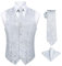 Enlision Herren Weste Weiss Paisley Floral Jacquard Weste mit Krawatte und Einstecktuch Taschentuch Weste Anzug Set Hochzeit,L
