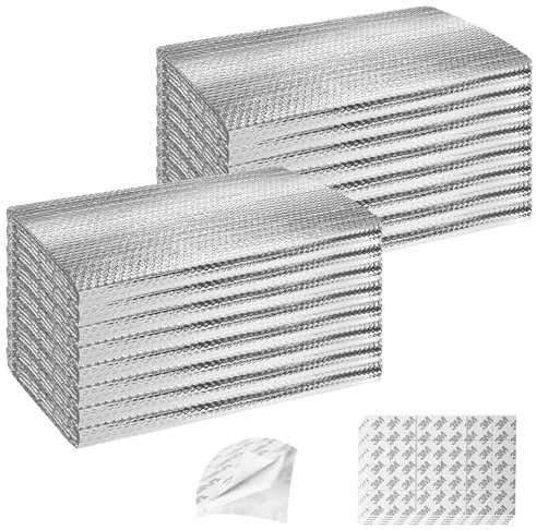Kit d'isolation pour porte de garage – 16 panneaux thermiques à double bulle pour fenêtre de garage - 6 mm - Feuille d'aluminium réfléchissante pour été/hiver avec 120 rubans adhésifs pour mur de