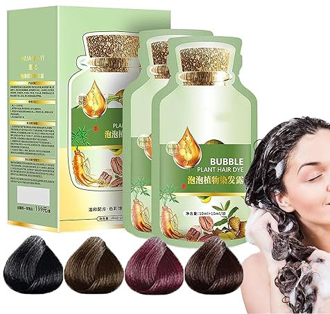 GBYUFG Natural Plant Hair Dye, Plant Bubble Hair Dye Shampoo, Natural Bubble Dye, Instant Natural Hair Dye Shampoo, Botanical Bubble Hair Dye, Hair Dyeing Cream, Hair Coverage Shampoo
