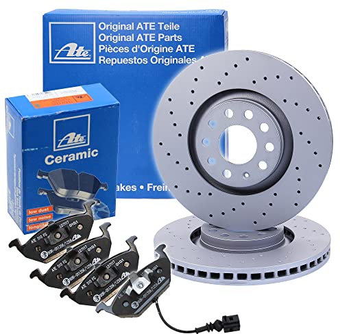 ATE Bremsenset Vorderachse inkl. Bremsscheiben vorne Ø 320 mm belüftet gelocht und Ceramic Bremsbeläge vorne + Verschleißkontakt Kompatibel mit AUDI A4 B7 (8EC), A4 B7 Avant (8ED)