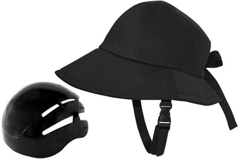 rockible Hutförmiger Helm 58–60 cm, Unisex Fahrradhelm mit Krempe und Winddichtes Sei, Sonnenhut Fahrradhelm Form Verstellbar, Fischerhut Form Helm für Camping Wandern Sport Angeln Freizeit, Schwarz