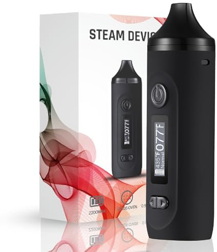 Vaporizer Cannabis IOUQ GeminiKit weed verdampfer kräuter E Zigarette mit LCD Display, Präzise Temperaturregelung, 2200 mAh Akku, Kompakte Größe für Unterwegs Vaporisator Cannabis (Jet schwarz)
