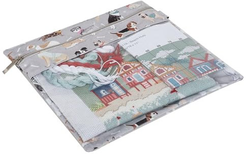 Hobby Gift Bolsa Plana para proyectos - Almacenamiento de Costura para Tarjetas de felicitación Papercraft con Aguja - Resistente al Agua y Seguro - 28 x 28 x 0,5 cm - Perros Grises