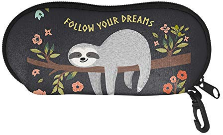 Wpamlrta Lustiges Brillenetui mit Katzenmotiv, weiche Tasche für Damen und Kinder, langlebig, waschbar, Folgen Sie Ihren Träumen Faultier, One size