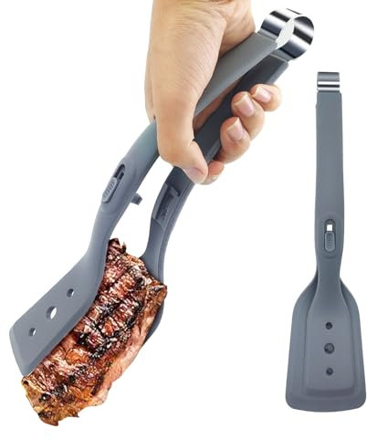 DONQL Spatola e Pinza 2 in 1, Pinze da Cucina, Mestoli Cucina Silicone, Utensili Cucina Silicone, Pinza Cucina Silicone, Pinze da Cucina per Barbecue, Spaghetti, Bistecche, Doppia Spatola Uova Fritte
