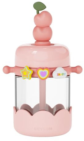 Zoyzoii Bottiglie d'acqua per bambini con paglia e cinghia, per bambini e bambine, con materiale Tritan, asilo, viaggi scolastici