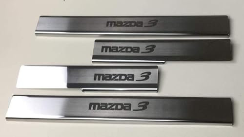 ACRUZ 4pcs Car Door Sill Scuff Plate for Mazda 3, Door Sill Protector Scuff Guard Threshold Styling Car Door Kick Plates