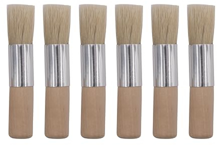 Lot de 6 pinceaux à pochoir, manche en bois, poils naturels, lot de 6 pinceaux (manche de 18 mm)