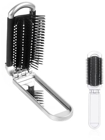 KGDUYC Mini cepillo plegable para el pelo de viaje, cepillo de viaje con espejo, peine de masaje para el cabello, cepillo de viaje,portátil,color crema,peine,peine,peine,para hombres,niñas,mujeres