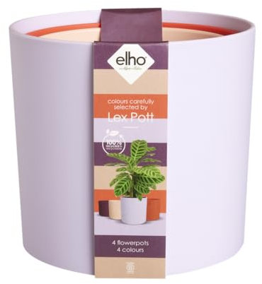 Elho Lex Pott Set of 4 - Pot de Fleur Interieur - Plastique 100% Recyclé - Ø 11, 13, 14 and 15 cm - Violet/Lilas Doux