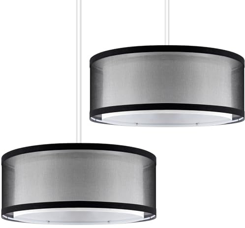 Weewooday 2 Stück Doppelschichtiger Lampenschirm 30 cm Moderner Lampenschirm für Tischlampe Deckenleuchten Kronleuchter Stehlampe aus Gaze für Wohnzimmer, Schlafzimmer, Flure(Schwarz)