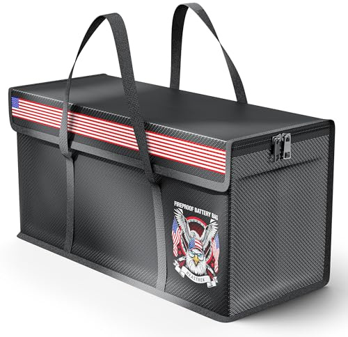 Battery Bag Fireproof Battery Safe Bag Explosion-Proof Waterproof Lipo Battery Storage Box(42 * 17 * 20CM)