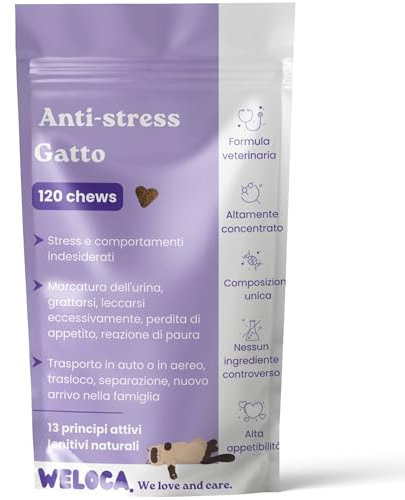 Anti-stress Chat - Anti marquage Urinaire, Anti griffade - Apaisant contre les problèmes comportementaux du chat ou changements (déménagement) - 120 bouchées naturelles très appétentes - Calmant chat