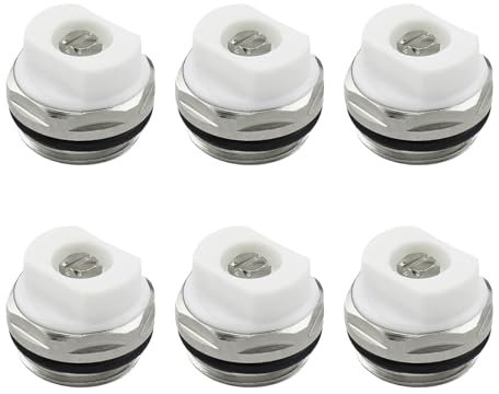jojnsha Lot de 6 valves d'aération en acier pour radiateurs 1/2 Connexion métallique Vannes d'évacuation d'air pour radiateur Installation simple
