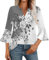Parte superior elegante de manga 3/4 para mujer, cuello de pico, camisa de negocios, moderna, estampada, informal, blusa de negocios, transpirable, para primavera, verano, informal, ajustada, jersey,