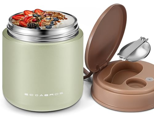 eedabros 15.2oz Kids Thermo for Hot Food – Vacuum Insulated Food Jar with 316 Stainless Steel Interior, Leakproof Wide Mouth Soup Thermos for School Lunch (Green)
