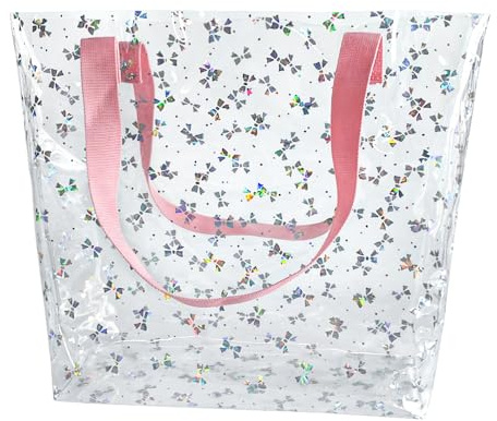 TotePrint Transparente Hologramm-Strandtasche, 31 x 30 x 12 cm, PVC Schultertasche mit Glitzer-Muster, Wasserdicht (B090-D2045-7-8517)