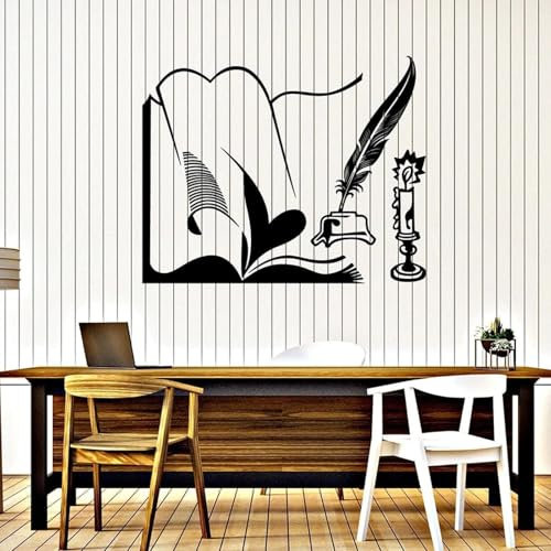 WEITAOSM Wandaufkleber mit Federstift und Manuskript, geeignet für Jungen- und Mädchenzimmer, Arbeitszimmer, Dekoration, Vinyl-Wandkunst