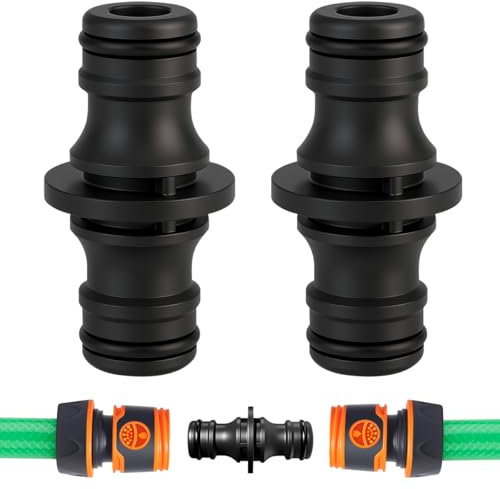 2 pièces Double Connecteur pour Tuyau d'Arrosage, Raccord tuyau Arrosage, Doppel Mâles raccord tuyau d'arrosage pour Rallonger Tuyaux Domestique et Systèmes d'Irrigation de Jardin