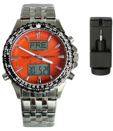 ARTSTATE AS3275B Funk Quarz Herren Uhr Analog-Digital mit Edelstahl Armband,Wasserdicht 10 Bar