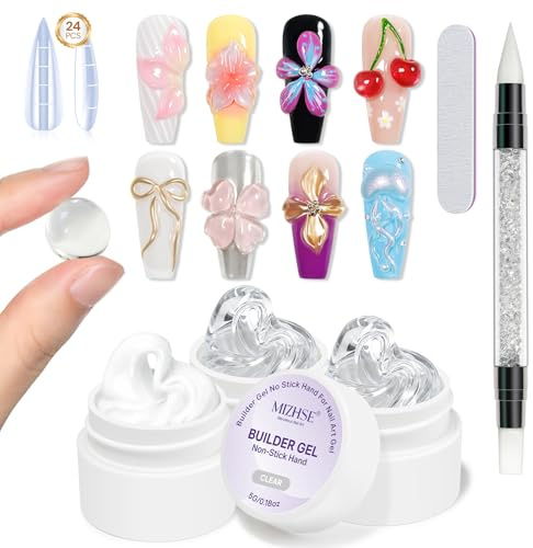 MIZHSE 3D Nail Gel for Sculpting Clear & White Mini 3D Sculpting Gel Solid Non-stick Hard Builder Gels for Nail Art Sculpture/Moulding, Clear & White, 5g x 3