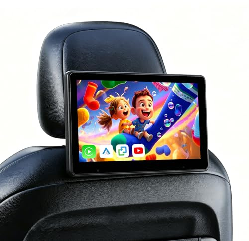Rimoody 10,1 Pollici Lettore Radio Poggiatesta per Auto Senza Fili Carplay You-Tube Android Auto, Lettore per Sedili Posteriori con Touch Screen IPS Monitor, Mirror Link/Bluetooth/USB/AUX/Scheda