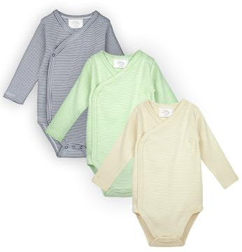 Stellou & friends Baby Body, 100% Bio-Baumwoll Wickelbody 3er MultiSet, kuschelweiche und hochwertige Kinder Kleidung für Jungs und Mädchen, Langarm & Kurzarm-body, OEKO-TEX 100 Zertifiziert